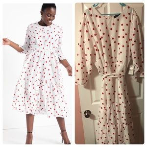 Eloquii white and red polka dot dress NWT